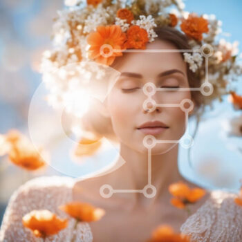 Intra Συλλεκτικό Ξύλινο Παζλ Plywood  4mm - Όμορφη γυναίκα που αντανακλάται στο πεδίο λουλουδιών Σε Ξύλινο Κουτί - Διαστάσεις Puzzle: 10x10 cm – 25 κομμάτια - Image 1