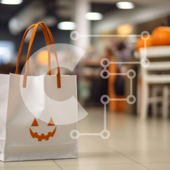 Intra Συλλεκτικό Ξύλινο Παζλ Plywood  4mm - Χάρτινη τσάντα κολοκύθας Halloween σε δάπεδο με πλακάκια Σε Ξύλινο Κουτί - Διαστάσεις Puzzle: 10x10 cm – 25 κομμάτια - Image 1