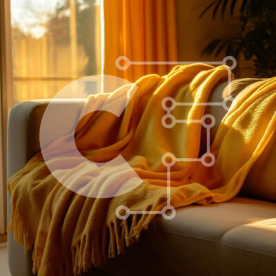 Intra Συλλεκτικό Ξύλινο Παζλ Plywood  4mm - Άνετο σαλόνι με κίτρινη κουβέρτα σε δερμάτινο καναπέ και φυτά Σε Ξύλινο Κουτί - Διαστάσεις Puzzle: 10x10 cm – 25 κομμάτια - Image 1