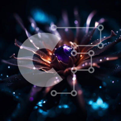 Intra Συλλεκτικό Ξύλινο Παζλ Plywood  4mm - Εκπληκτική εικόνα του σκούρου μωβ λουλουδιού με σταγονίδια νερού Σε Ξύλινο Κουτί - Διαστάσεις: 10x10 cm – 25 κομμάτια - Image 1