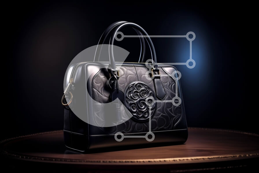 Intra Συλλεκτικό Ξύλινο Παζλ Plywood  4mm - Κομψή μαύρη δερμάτινη τσάντα με μοναδικά σκαλίσματα και χρυσό κούμπωμα Σε Ξύλινο Κουτί - Διαστάσεις Puzzle: 10x10 cm – 25 κομμάτια