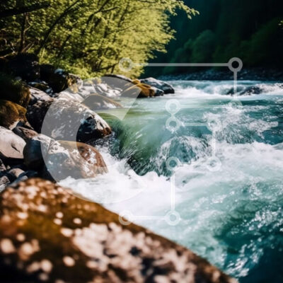 Intra Συλλεκτικό Ξύλινο Παζλ Plywood  4mm - Γαλήνια εικόνα ενός ποταμού που ρέει μέσα από ένα δάσος Σε Ξύλινο Κουτί - Διαστάσεις: 10x10 cm – 25 κομμάτια - Image 1