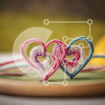 Intra Συλλεκτικό Ξύλινο Παζλ Plywood  4mm - Νήματα σε σχήμα καρδιάς σε ξύλινο πιάτο Σε Ξύλινο Κουτί - Διαστάσεις Puzzle: 10x10 cm – 25 κομμάτια - Image 1