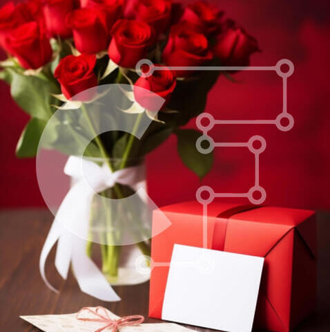 Intra Συλλεκτικό Ξύλινο Παζλ Plywood  4mm - Μπουκέτο με κόκκινα τριαντάφυλλα με φάκελο και δωροκάρτα Σε Ξύλινο Κουτί - Διαστάσεις Puzzle: 10x10 cm – 25 κομμάτια - Image 1