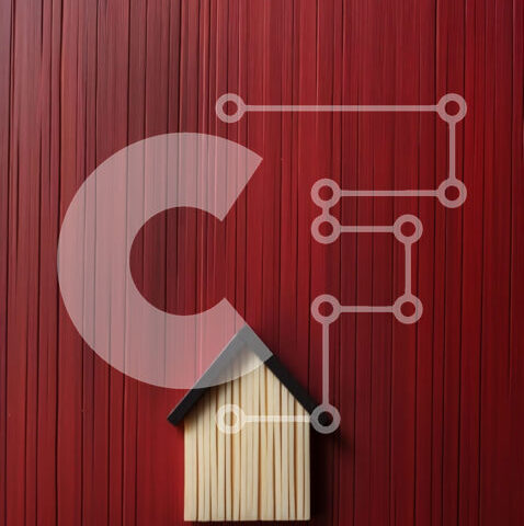 Intra Συλλεκτικό Ξύλινο Παζλ Plywood 4mm - Μικρό ξύλινο σπίτι με κόκκινη στέγη και λευκούς τοίχους Σε Ξύλινο Κουτί - Διαστάσεις Puzzle: 10x10 cm – 25 κομμάτια - Image 1