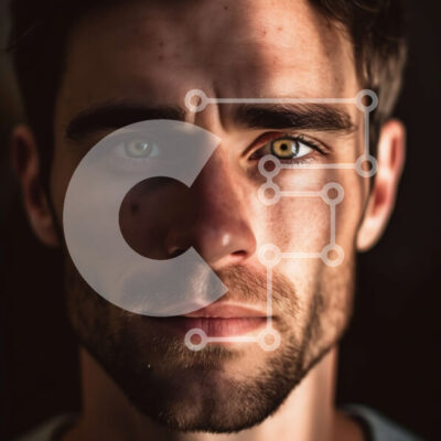 Intra Συλλεκτικό Ξύλινο Παζλ Plywood  4mm - Σοβαρός άνδρας με εντυπωσιακά πράσινα μάτια Σε Ξύλινο Κουτί - Διαστάσεις Puzzle: 10x10 cm – 25 κομμάτια - Image 1