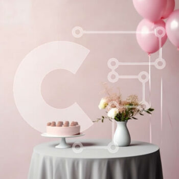 Intra Συλλεκτικό Ξύλινο Παζλ Plywood  4mm - Κομψό ροζ τραπέζι με τριαντάφυλλα και μπαλόνια Σε Ξύλινο Κουτί - Διαστάσεις Puzzle: 10x10 cm – 25 κομμάτια - Image 1