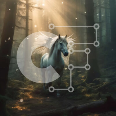 Intra Συλλεκτικό Ξύλινο Παζλ Plywood  4mm - Όμορφη εικόνα ενός λευκού αλόγου με φτερά σε ένα γαλήνιο δάσος Σε Ξύλινο Κουτί - Διαστάσεις: 10x10 cm – 25 κομμάτια - Image 1