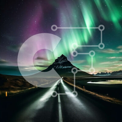 Intra Συλλεκτικό Ξύλινο Παζλ Plywood  4mm - Εκπληκτική εικόνα ενός δρόμου που περιβάλλεται από φώτα Aurora Borealis Σε Ξύλινο Κουτί - Διαστάσεις: 10x10 cm – 25 κομμάτια - Image 1