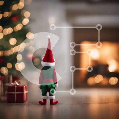 Intra Συλλεκτικό Ξύλινο Παζλ Plywood 4mm - Παιχνίδι ξωτικό μπροστά στο τζάκι με χριστουγεννιάτικα στολίδια και δώρα Σε Ξύλινο Κουτί - Διαστάσεις: 10x10 cm – 25 κομμάτια - Image 1