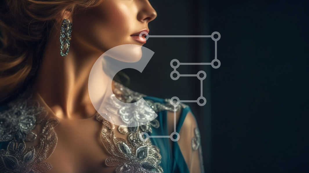 Intra Συλλεκτικό Ξύλινο Παζλ Plywood  4mm - Όμορφη γυναίκα με μπλε φόρεμα με εντυπωσιακά κοσμήματα Σε Ξύλινο Κουτί - Διαστάσεις Puzzle: 10x10 cm – 25 κομμάτια