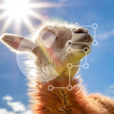 Intra Συλλεκτικό Ξύλινο Παζλ Plywood  4mm - Αξιολάτρευτη φωτογραφία του μωρού λάμα που κοιτάζει ψηλά στον ήλιο Σε Ξύλινο Κουτί - Διαστάσεις: 10x10 cm – 25 κομμάτια - Image 1