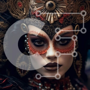 Intra Συλλεκτικό Ξύλινο Παζλ Plywood  4mm - Εκπληκτική εικόνα γυναίκας με εντυπωσιακή στολή με πούπουλα και κοσμήματα Σε Ξύλινο Κουτί - Διαστάσεις Puzzle: 10x10 cm – 25 κομμάτια