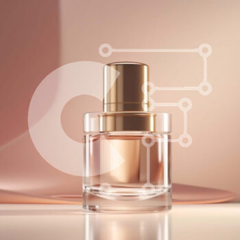 Intra Συλλεκτικό Ξύλινο Παζλ Plywood  4mm - Ροζ μπουκάλι αρώματος σε ροζ φόντο Σε Ξύλινο Κουτί - Διαστάσεις Puzzle: 10x10 cm – 25 κομμάτια - Image 1