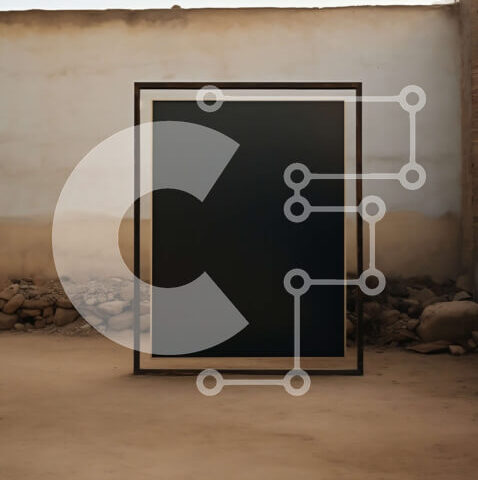 Intra Συλλεκτικό Ξύλινο Παζλ Plywood  4mm - Κενό πλαίσιο που κρέμεται σε λευκό τοίχο μπροστά από το πέτρινο κτίριο Σε Ξύλινο Κουτί - Διαστάσεις Puzzle: 10x10 cm – 25 κομμάτια - Image 1