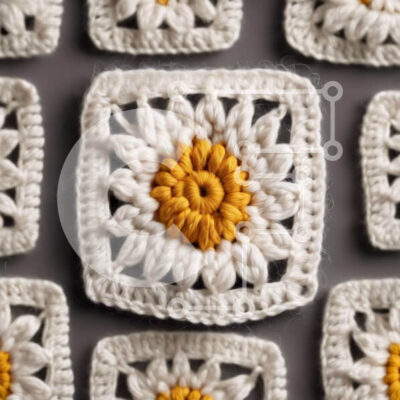 Intra Συλλεκτικό Ξύλινο Παζλ Plywood  4mm - Διακοσμητικά τετράγωνα κροσέ με λουλούδια Σε Ξύλινο Κουτί - Διαστάσεις Puzzle: 10x10 cm – 25 κομμάτια - Image 1