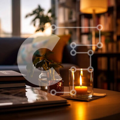 Intra Συλλεκτικό Ξύλινο Παζλ Plywood 4mm - Ζεστό και φιλόξενο σαλόνι με αναμμένο κερί και βιβλία Σε Ξύλινο Κουτί - Διαστάσεις Puzzle: 10x10 cm – 25 κομμάτια - Image 1