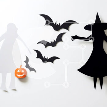 Intra Συλλεκτικό Ξύλινο Παζλ Plywood  4mm - Γιορτή αποκριών με σιλουέτες και νυχτερίδες Σε Ξύλινο Κουτί - Διαστάσεις Puzzle: 10x10 cm – 25 κομμάτια - Image 1