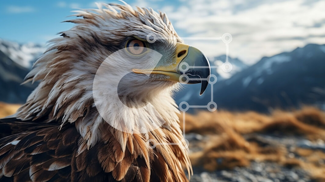 Intra Συλλεκτικό Ξύλινο Παζλ Plywood  4mm - Κοντινό πλάνο του κεφαλιού ενός αετού Σε Ξύλινο Κουτί - Διαστάσεις: 10x10 cm – 25 κομμάτια