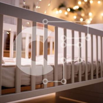 Intra Συλλεκτικό Ξύλινο Παζλ Plywood  4mm - Λευκή βρεφική κούνια σε μινιμαλιστικό παιδικό σταθμό Σε Ξύλινο Κουτί - Διαστάσεις Puzzle: 10x10 cm – 25 κομμάτια - Image 1