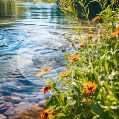 Intra Συλλεκτικό Ξύλινο Παζλ Plywood  4mm - Όμορφο τοπίο με ποτάμι και αγριολούλουδα Σε Ξύλινο Κουτί - Διαστάσεις: 10x10 cm – 25 κομμάτια - Image 1