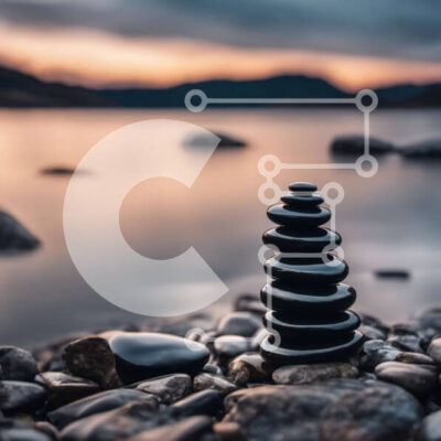 Intra Συλλεκτικό Ξύλινο Παζλ Plywood  4mm - Στοίβα από μαύρες πέτρες σε μια βραχώδη παραλία στο ηλιοβασίλεμα Σε Ξύλινο Κουτί - Διαστάσεις: 10x10 cm – 25 κομμάτια - Image 1