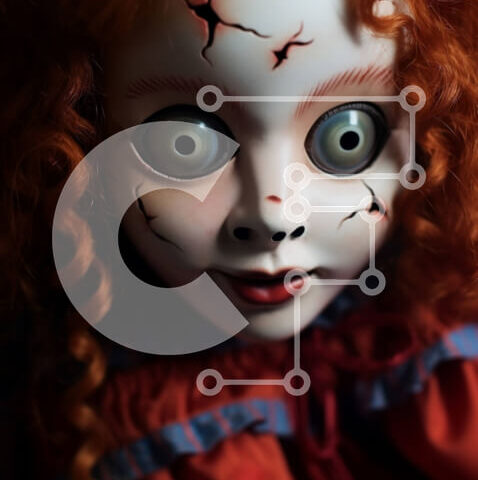 Intra Συλλεκτικό Ξύλινο Παζλ Plywood  4mm - Κούκλα με μακριά κόκκινα μαλλιά και πράσινα μάτια ντυμένη σαν χαρακτήρας από την Αλίκη στη Χώρα των Θαυμάτων Σε Ξύλινο Κουτί - Διαστάσεις Puzzle: 10x10 cm – 25 κομμάτια - Image 1