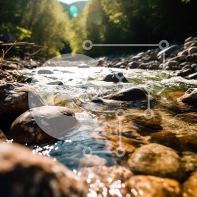 Intra Συλλεκτικό Ξύλινο Παζλ Plywood 4mm - Υπέροχη φωτογραφία τοπίου από ένα ρεύμα στα βουνά Σε Ξύλινο Κουτί - Διαστάσεις Puzzle: 10x10 cm – 25 κομμάτια - Image 1