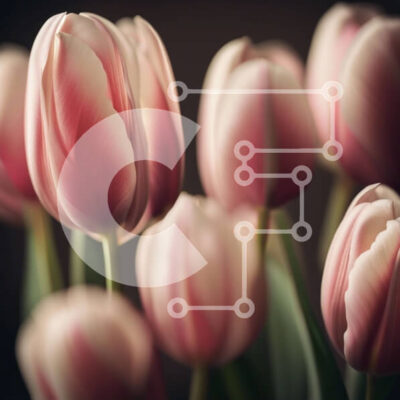 Intra Συλλεκτικό Ξύλινο Παζλ Plywood  4mm - Εκπληκτική εικόνα με ροζ τουλίπες σε βάζο σε σκούρο φόντο Σε Ξύλινο Κουτί - Διαστάσεις: 10x10 cm – 25 κομμάτια - Image 1