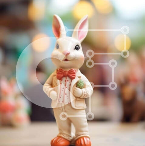 Intra Συλλεκτικό Ξύλινο Παζλ Plywood 4mm - Ειδώλιο λαγουδάκι του Πάσχα σε ξύλινο τραπέζι Σε Ξύλινο Κουτί - Διαστάσεις: 10x10 cm – 25 κομμάτια - Image 1