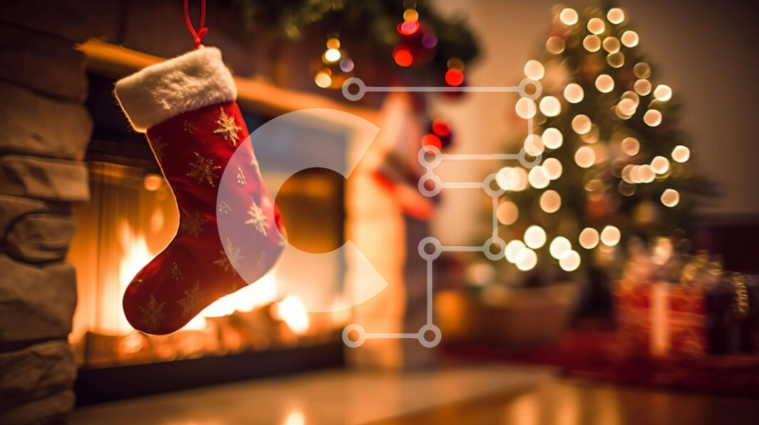 Intra Συλλεκτικό Ξύλινο Παζλ Plywood  4mm - Εορταστικές γιορτινές διακοσμήσεις με κόκκινες κάλτσες και χριστουγεννιάτικα δέντρα Σε Ξύλινο Κουτί - Διαστάσεις: 10x10 cm – 25 κομμάτια