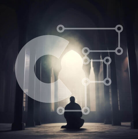 Intra Συλλεκτικό Ξύλινο Παζλ Plywood 4mm - Άνθρωπος που προσεύχεται ή συλλογίζεται σε σκοτεινό δωμάτιο με καμάρες και στήλες Σε Ξύλινο Κουτί - Διαστάσεις Puzzle: 10x10 cm – 25 κομμάτια - Image 1