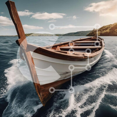 Intra Συλλεκτικό Ξύλινο Παζλ Plywood  4mm - Ήρεμη σκηνή μιας μικρής ξύλινης βάρκας στο νερό Σε Ξύλινο Κουτί - Διαστάσεις: 10x10 cm – 25 κομμάτια - Image 1