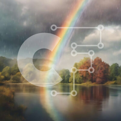 Intra Συλλεκτικό Ξύλινο Παζλ Plywood  4mm - Ουράνιο τόξο πάνω από το νερό και τα δέντρα Σε Ξύλινο Κουτί - Διαστάσεις: 10x10 cm – 25 κομμάτια - Image 1