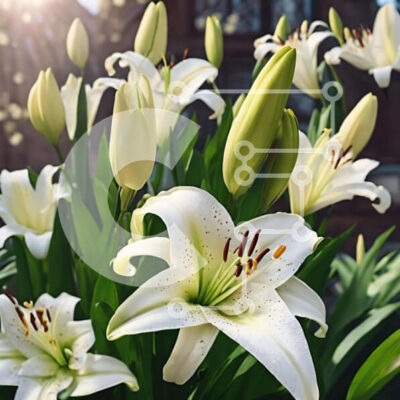 Intra Συλλεκτικό Ξύλινο Παζλ Plywood  4mm - Ανθισμένα λευκά κρίνα στο φως του ήλιου Σε Ξύλινο Κουτί - Διαστάσεις: 10x10 cm – 25 κομμάτια - Image 1