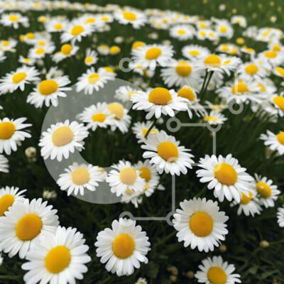 Intra Συλλεκτικό Ξύλινο Παζλ Plywood 4mm - Πεδίο με λευκές και κίτρινες μαργαρίτες με άλλα λουλούδια Σε Ξύλινο Κουτί - Διαστάσεις: 10x10 cm – 25 κομμάτια - Image 1