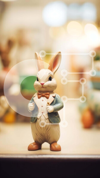 Intra Συλλεκτικό Ξύλινο Παζλ Plywood  4mm - Επίδειξη ειδωλίων πασχαλινών λαγουδάκι Σε Ξύλινο Κουτί - Διαστάσεις Puzzle: 10x10 cm – 25 κομμάτια