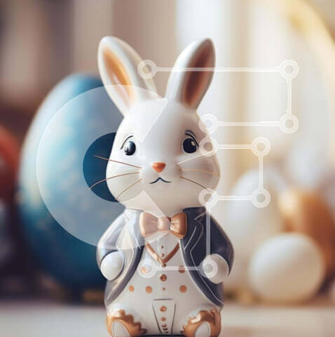 Intra Συλλεκτικό Ξύλινο Παζλ Plywood  4mm - Ειδώλιο λαγουδάκι του Πάσχα με πασχαλινά αυγά Σε Ξύλινο Κουτί - Διαστάσεις: 10x10 cm – 25 κομμάτια - Image 1