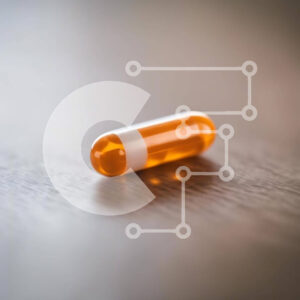 Intra Συλλεκτικό Ξύλινο Παζλ Plywood  4mm - Πορτοκαλί και λευκό χάπι κάψουλα σε ξύλινο τραπέζι Σε Ξύλινο Κουτί - Διαστάσεις Puzzle: 10x10 cm – 25 κομμάτια