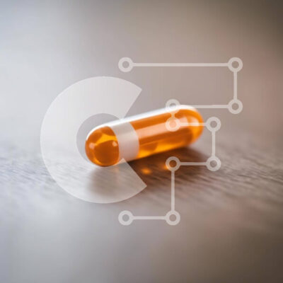 Intra Συλλεκτικό Ξύλινο Παζλ Plywood  4mm - Πορτοκαλί και λευκό χάπι κάψουλα σε ξύλινο τραπέζι Σε Ξύλινο Κουτί - Διαστάσεις Puzzle: 10x10 cm – 25 κομμάτια - Image 1