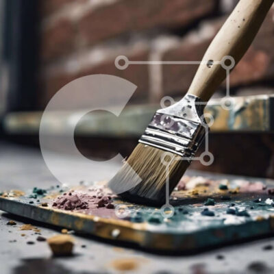 Intra Συλλεκτικό Ξύλινο Παζλ Plywood  4mm - Εγκαταλελειμμένο πινέλο και δίσκος με παλιοσίδερα Σε Ξύλινο Κουτί - Διαστάσεις Puzzle: 10x10 cm – 25 κομμάτια - Image 1