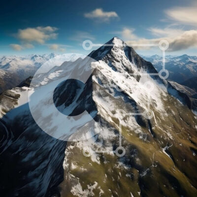 Intra Συλλεκτικό Ξύλινο Παζλ Plywood  4mm - Εναέρια άποψη του χιονισμένου βουνού στις ελβετικές Άλπεις Σε Ξύλινο Κουτί - Διαστάσεις: 10x10 cm – 25 κομμάτια - Image 1