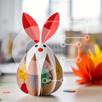 Intra Συλλεκτικό Ξύλινο Παζλ Plywood  4mm - Γλυπτό Πασχαλινό λαγουδάκι με πολύχρωμα λουλούδια Σε Ξύλινο Κουτί - Διαστάσεις Puzzle: 10x10 cm – 25 κομμάτια - Image 1