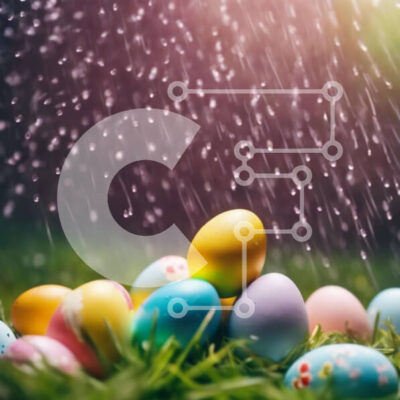 Intra Συλλεκτικό Ξύλινο Παζλ Plywood  4mm - Πολύχρωμα Πασχαλινά αυγά στη βροχή Σε Ξύλινο Κουτί - Διαστάσεις: 10x10 cm – 25 κομμάτια - Image 1