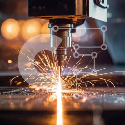 Intra Συλλεκτικό Ξύλινο Παζλ Plywood  4mm - Μηχάνημα Κοπής Μετάλλων στη Μεταποιητική Βιομηχανία με Σπινθήρες Σε Ξύλινο Κουτί - Διαστάσεις Puzzle: 10x10 cm – 25 κομμάτια - Image 1