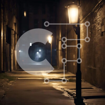 Intra Συλλεκτικό Ξύλινο Παζλ Plywood  4mm - Άδειο σκοτεινό δρομάκι με το φως του δρόμου Σε Ξύλινο Κουτί - Διαστάσεις Puzzle: 10x10 cm – 25 κομμάτια - Image 1