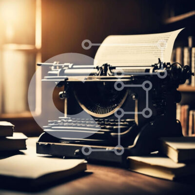 Intra Συλλεκτικό Ξύλινο Παζλ Plywood  4mm - Vintage γραφομηχανή σε ξύλινο τραπέζι με βιβλία και χαρτιά Σε Ξύλινο Κουτί - Διαστάσεις Puzzle: 10x10 cm – 25 κομμάτια - Image 1