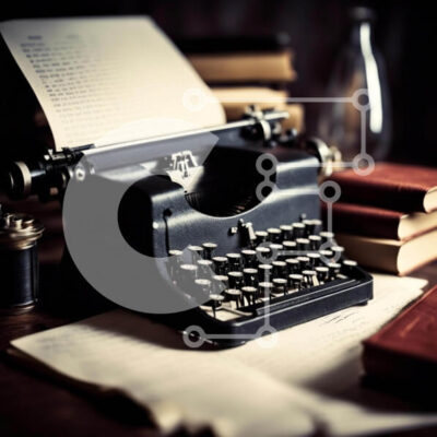 Intra Συλλεκτικό Ξύλινο Παζλ Plywood 4mm - Παλιομοδίτικη γραφομηχανή σε ξύλινο τραπέζι με βιβλία Σε Ξύλινο Κουτί - Διαστάσεις: 10x10 cm – 25 κομμάτια - Image 1