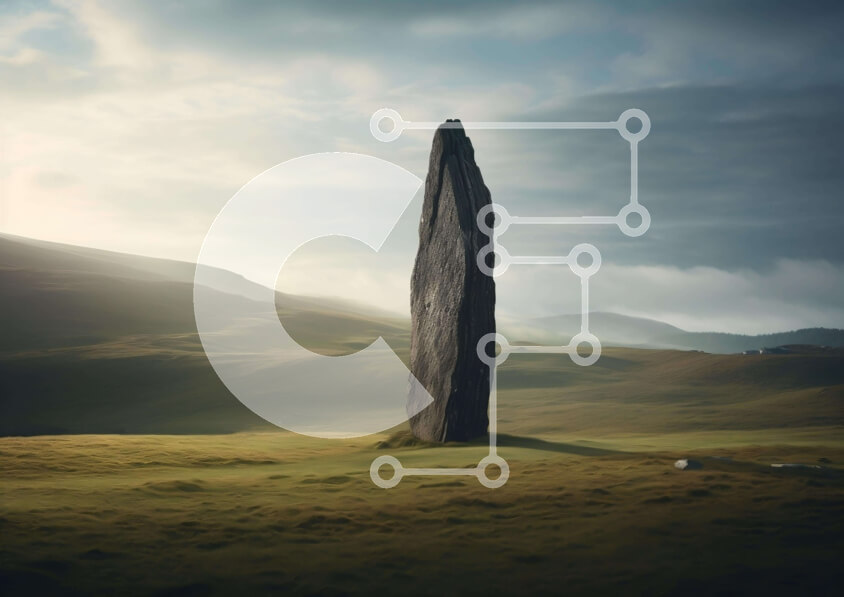 Intra Συλλεκτικό Ξύλινο Παζλ Plywood  4mm - Μεγάλος βράχος σε ανοιχτό χωράφι με πρόβατα Σε Ξύλινο Κουτί - Διαστάσεις: 10x10 cm – 25 κομμάτια