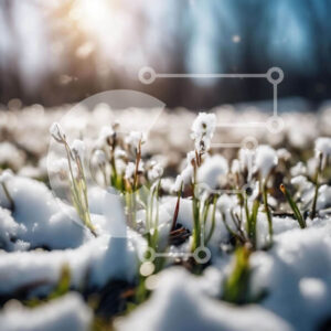 Intra Συλλεκτικό Ξύλινο Παζλ Plywood  4mm - Χιονισμένο χωράφι με γρασίδι και λουλούδια Σε Ξύλινο Κουτί - Διαστάσεις: 10x10 cm – 25 κομμάτια